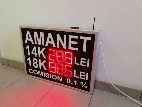 Afisaj electronic cu LED-uri 750mm x 550mm pentru AMANET