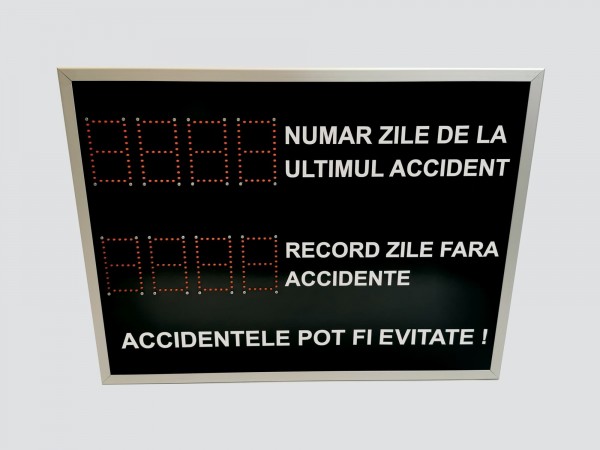 Afisaj electronic cu leduri 800mm x 600mm, contorizare zile de la ultimul accident