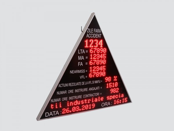 Afisaj electronic COMPLEX, forma triunghiulara, afiseaza indicatori SSM si mesaje informative