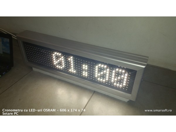 Cronometru cu LED-uri 606mm x 174mm, DP12mm, LED-uri OSRAM