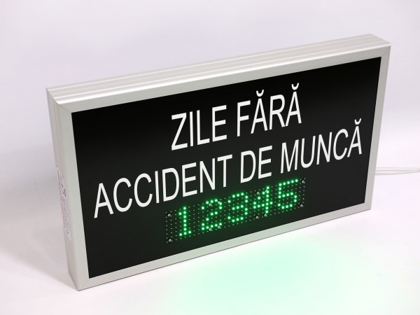 Afisaj electronic 700mm x 400mm, functia numarator zile de la ultimul accident