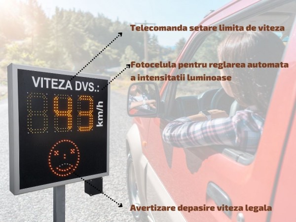 indicator de viteza cu radar incorporat leduri portocalii